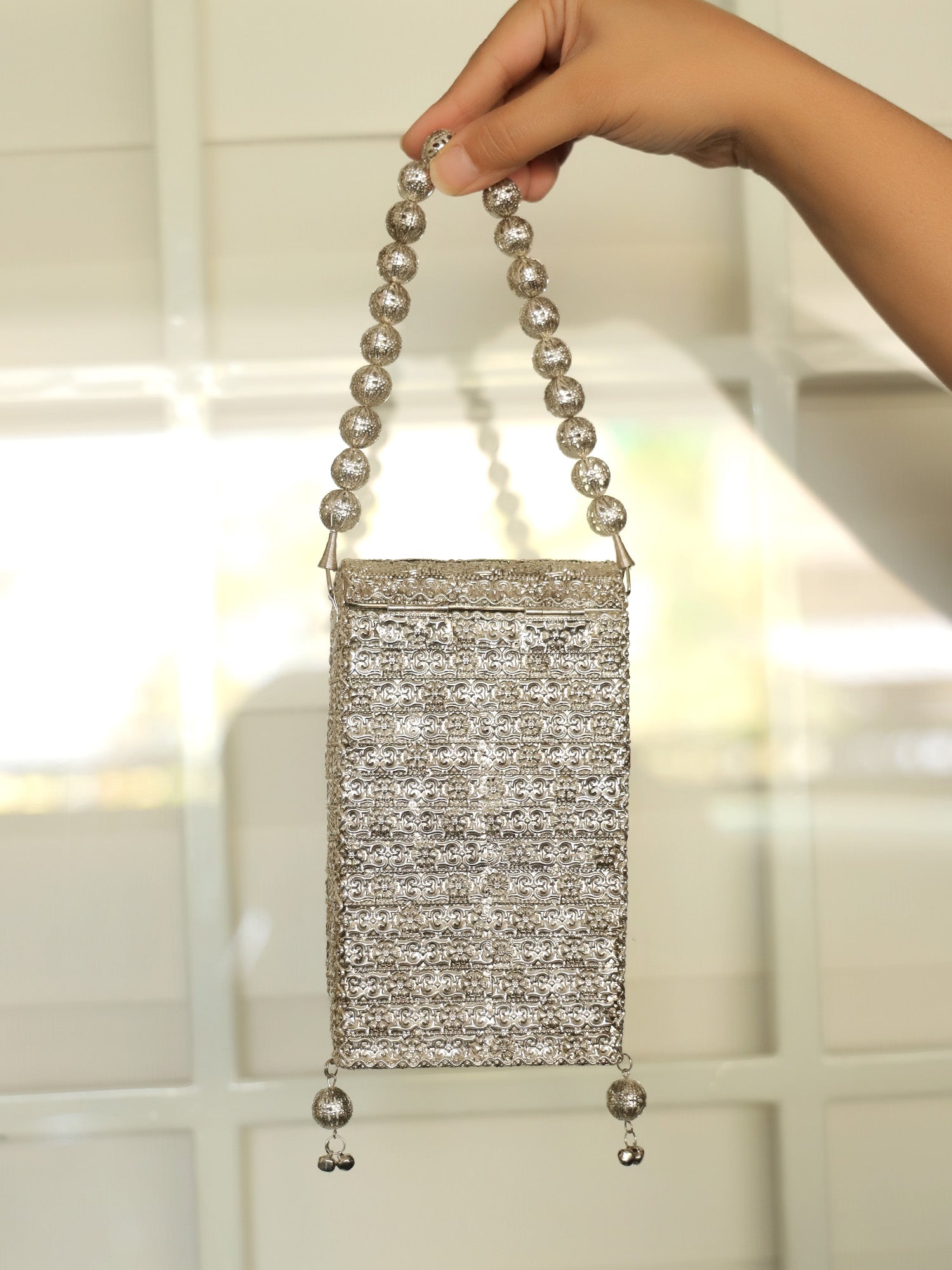 Kangna Ruby Silver Mobile Pouch - qivii