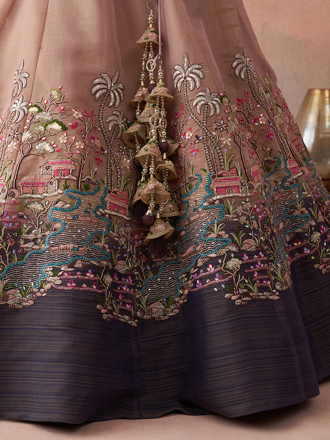 Ombre Purple and Mauve Sequins Embroidered Lehenga Set