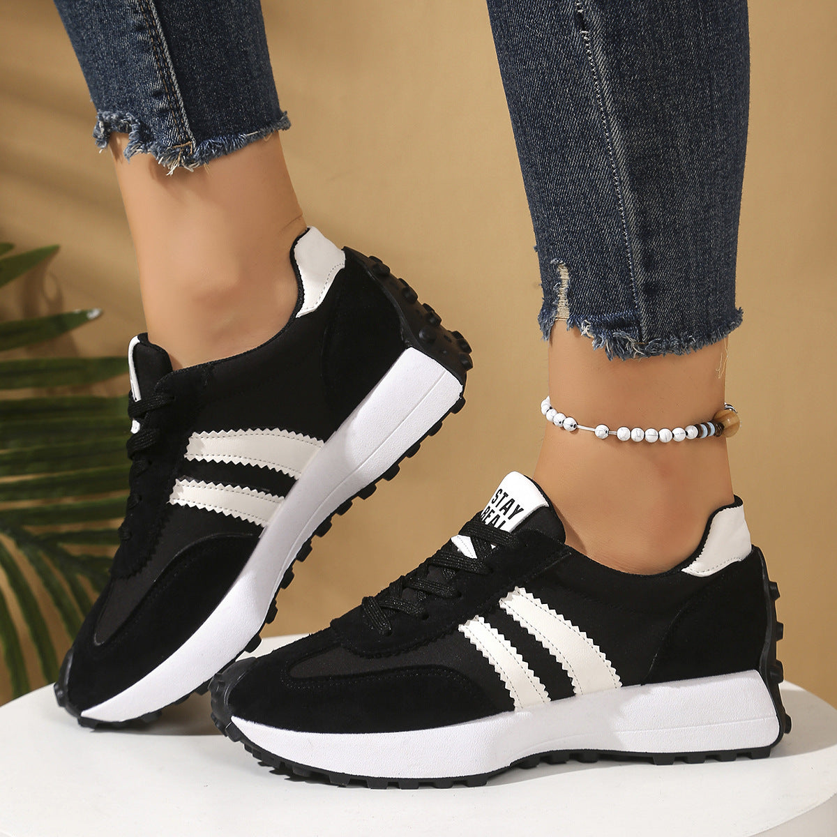 Women's Athena Curve Chunky Retro Runner Sneakers – Extended-Size Vintage Dad Walking Shoes with Sculpted Waist (US 5–11.5)