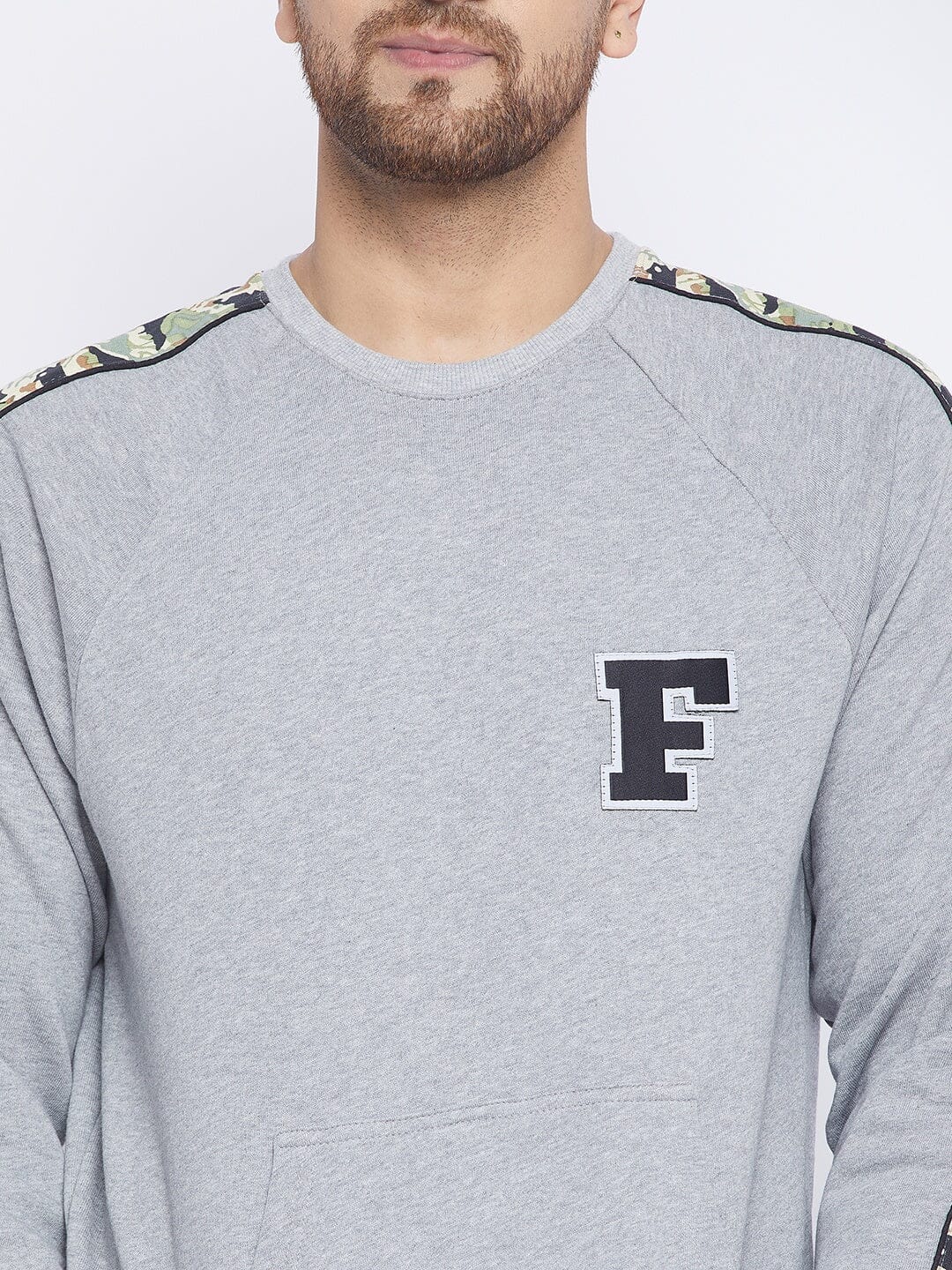 Grey Oversized Camo Taped Sweatshirt