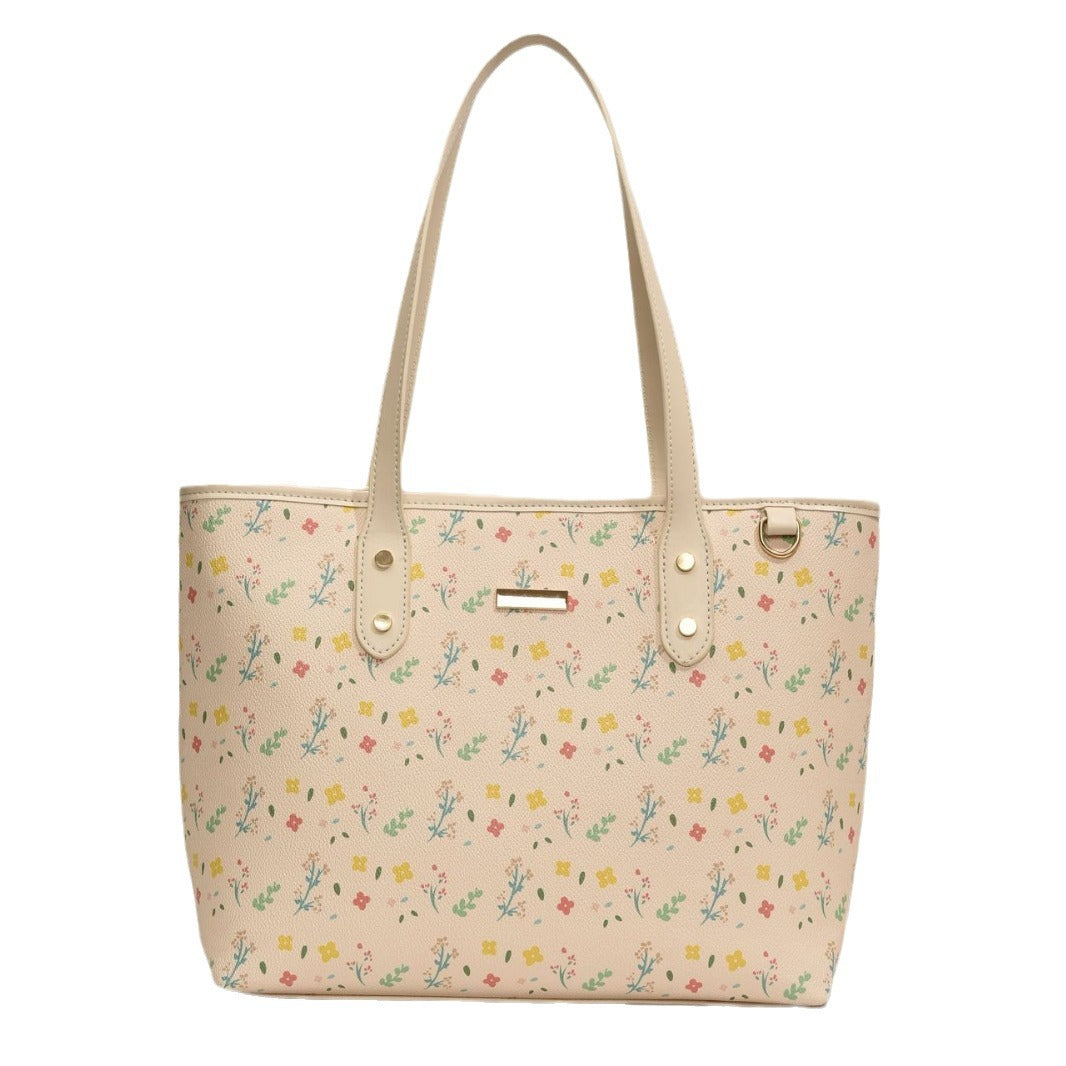 Women‘s Large Capacity Floral Tote Bag | Fashionable & Versatile Daily Commuter Shoulder Bag