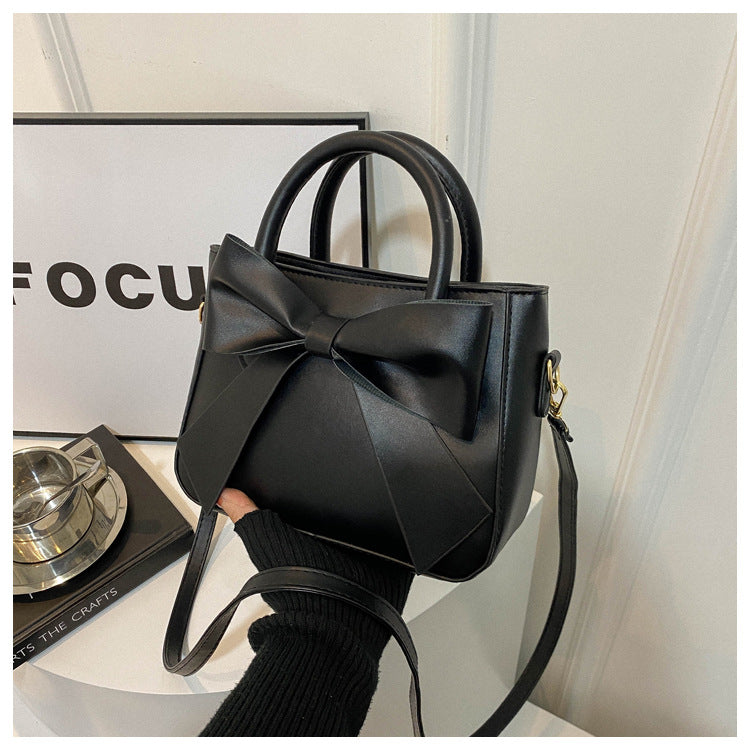 Women’s Bow-Adorned Bucket Bag - Niche-Design Mini Crossbody & Top Handle Purse for Urban Minimalist Style
