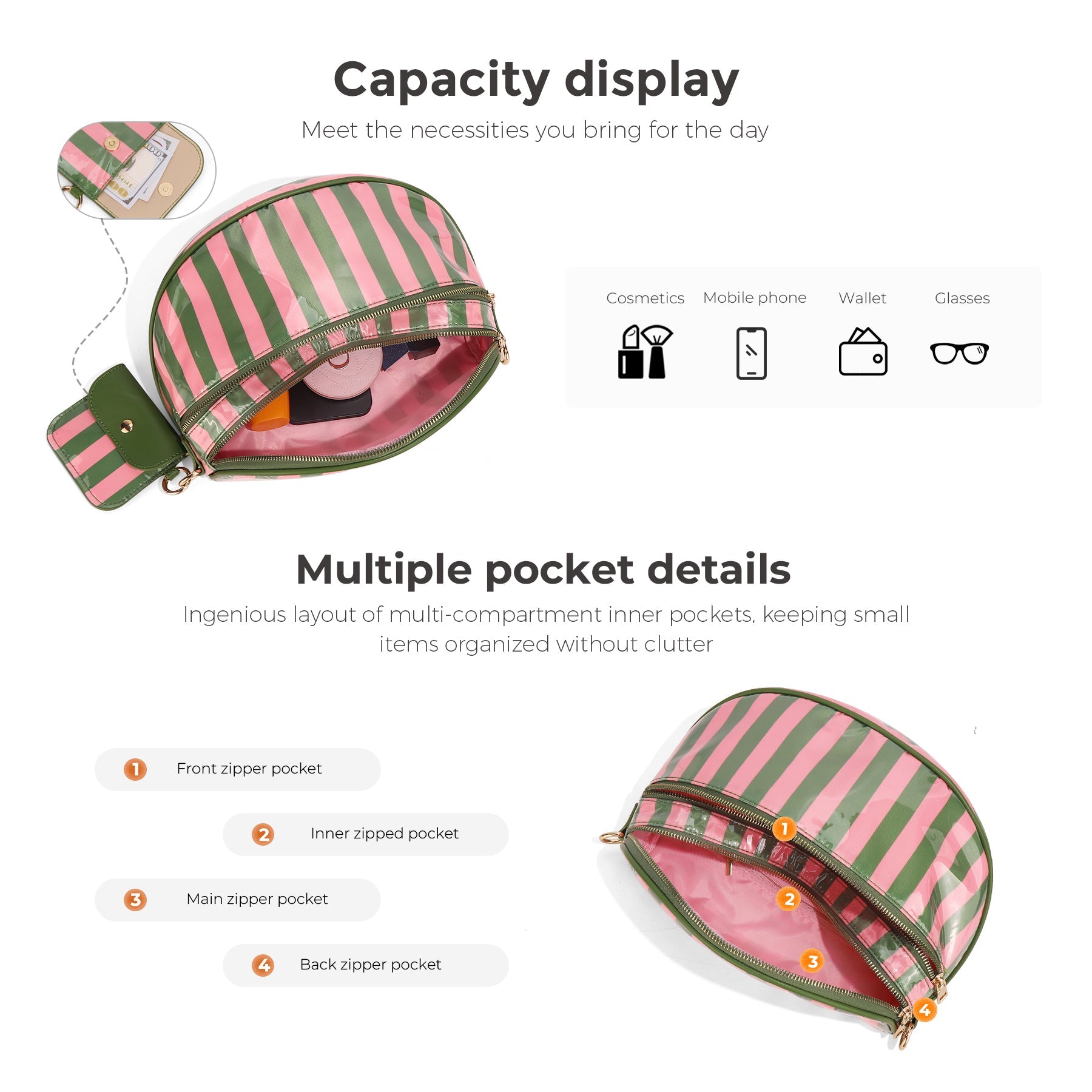 Ounamei Checkered Crossbody Bum Bag for Women Large Capacity Belt Bag for Moms & Everyday Travel