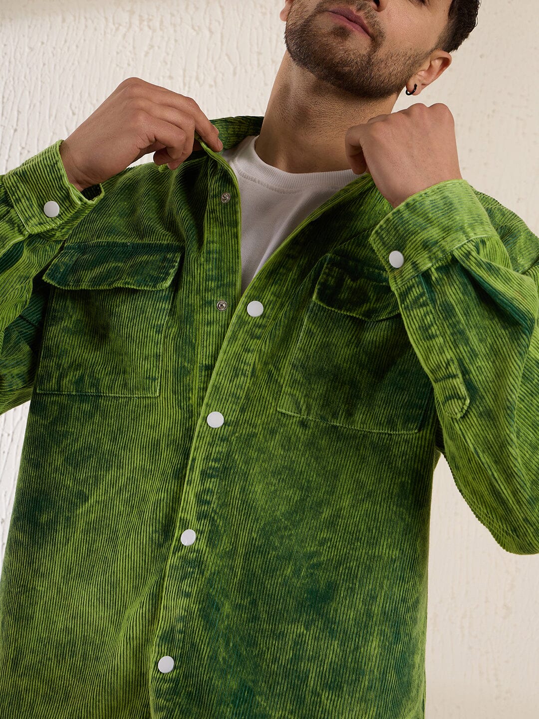 Neon Dyed Washed Cord Shacket - qivii