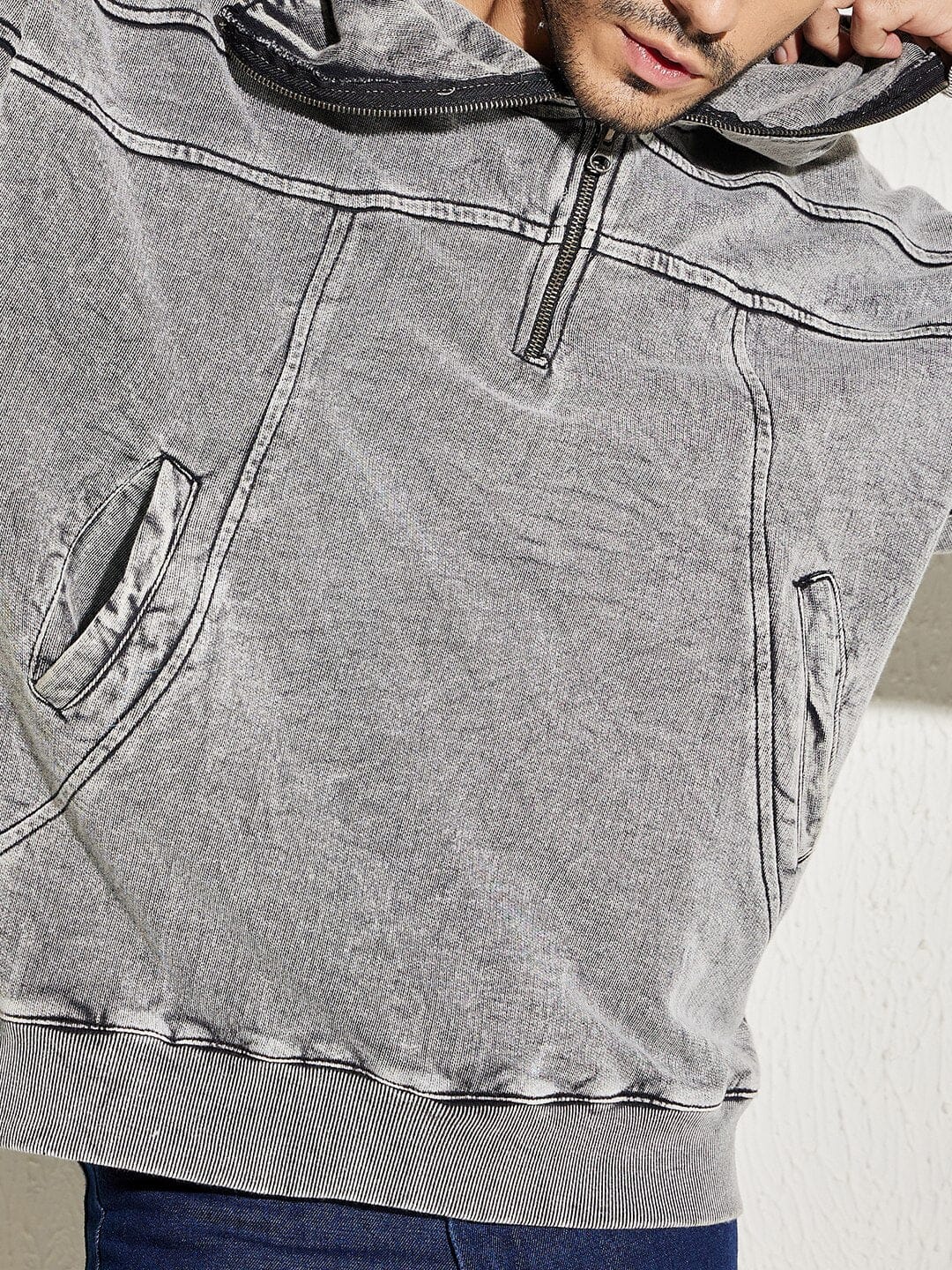 Acid Washed Baggy Smugglers Hooded Sweatshirt