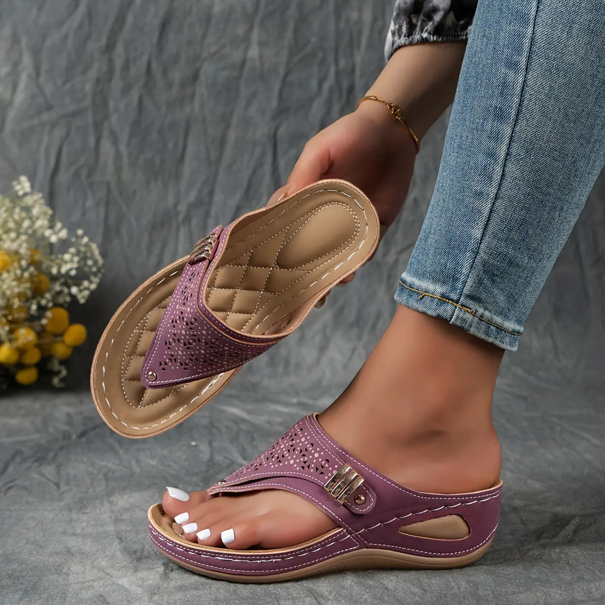 Élodie - Keil-Zehensandalen für Dame - By Qivii