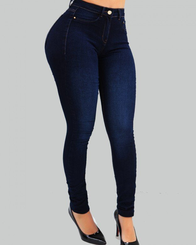 Women's High Waist Push Up Elastic Slim-fit Shaping Skinny Jeans - By Qivii