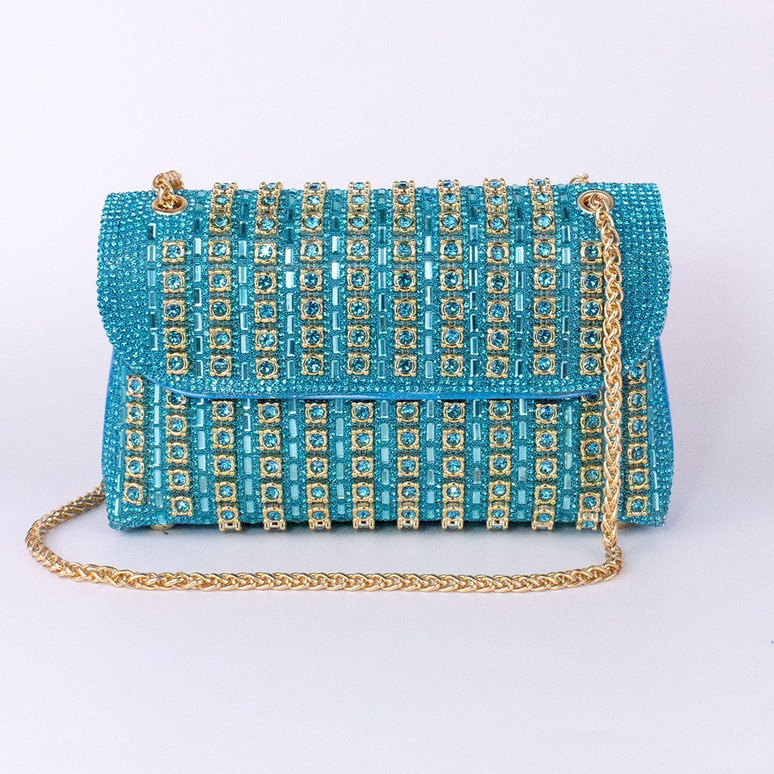 Women's Crystal-Embellished Evening Clutch – Women’s Adjustable Chain Strap Shoulder Bag for Galas, Parties & Luxury Events