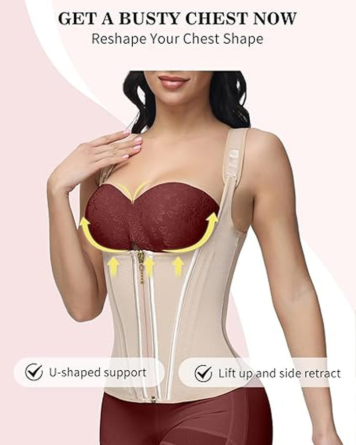 Waist Trainer for Women Body Shaper Corset Vest Tank Top with Steel Bones - By Qivii