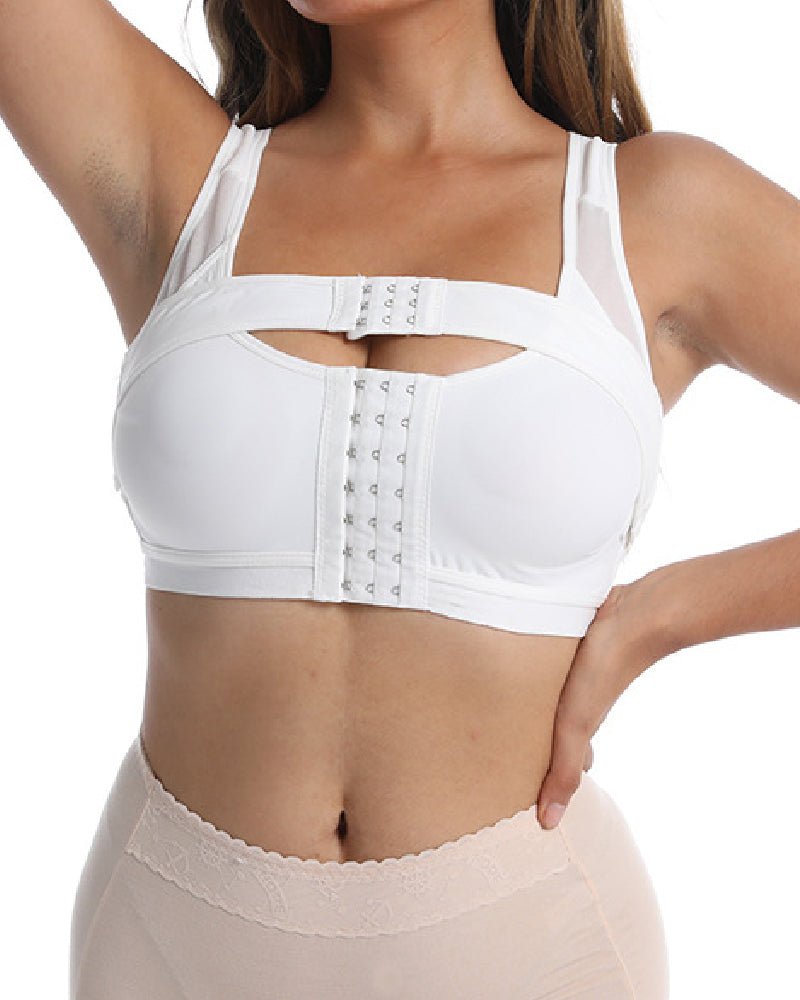 Front Closure Post Surgery Compression Shapewear Bra With Breast Support Belt - By Qivii