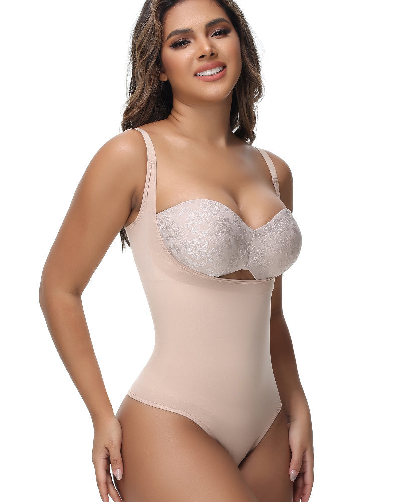 Shapshe® Seamless Tummy Control Thong Body Shaper High Waisted Girdle Butt Lifter Bodysuit - By Qivii