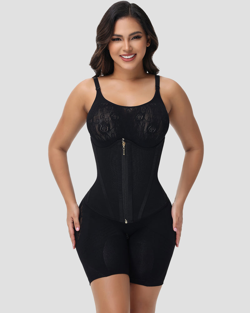 Shapshe® Chest Support Hourglass Corset Zipper Tummy Control Waist Trainer (Pre-Sale) - By Qivii