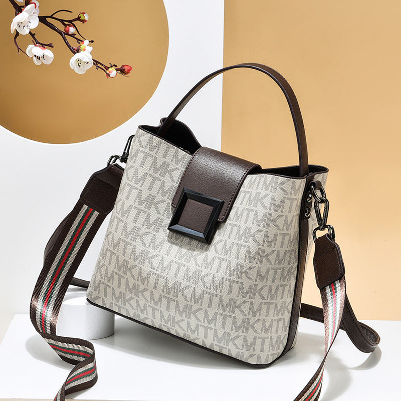 Women’s Signature-Buckle Square Bucket Bag - Premium Convertible Shoulder & Crossbody with Architectural Silhouette & Elevated Minimalism