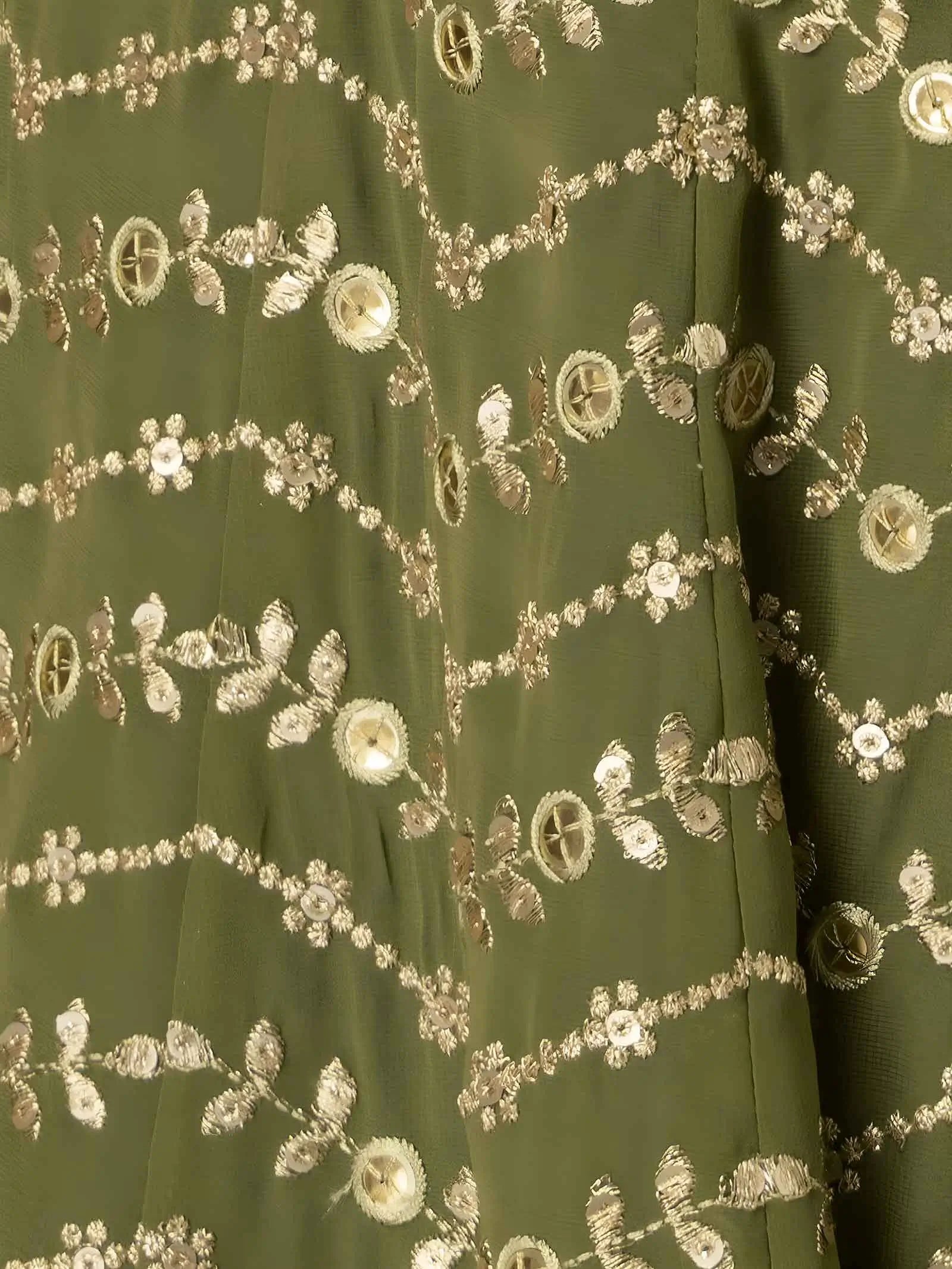 Green Sequins Embroidery Work Lehenga