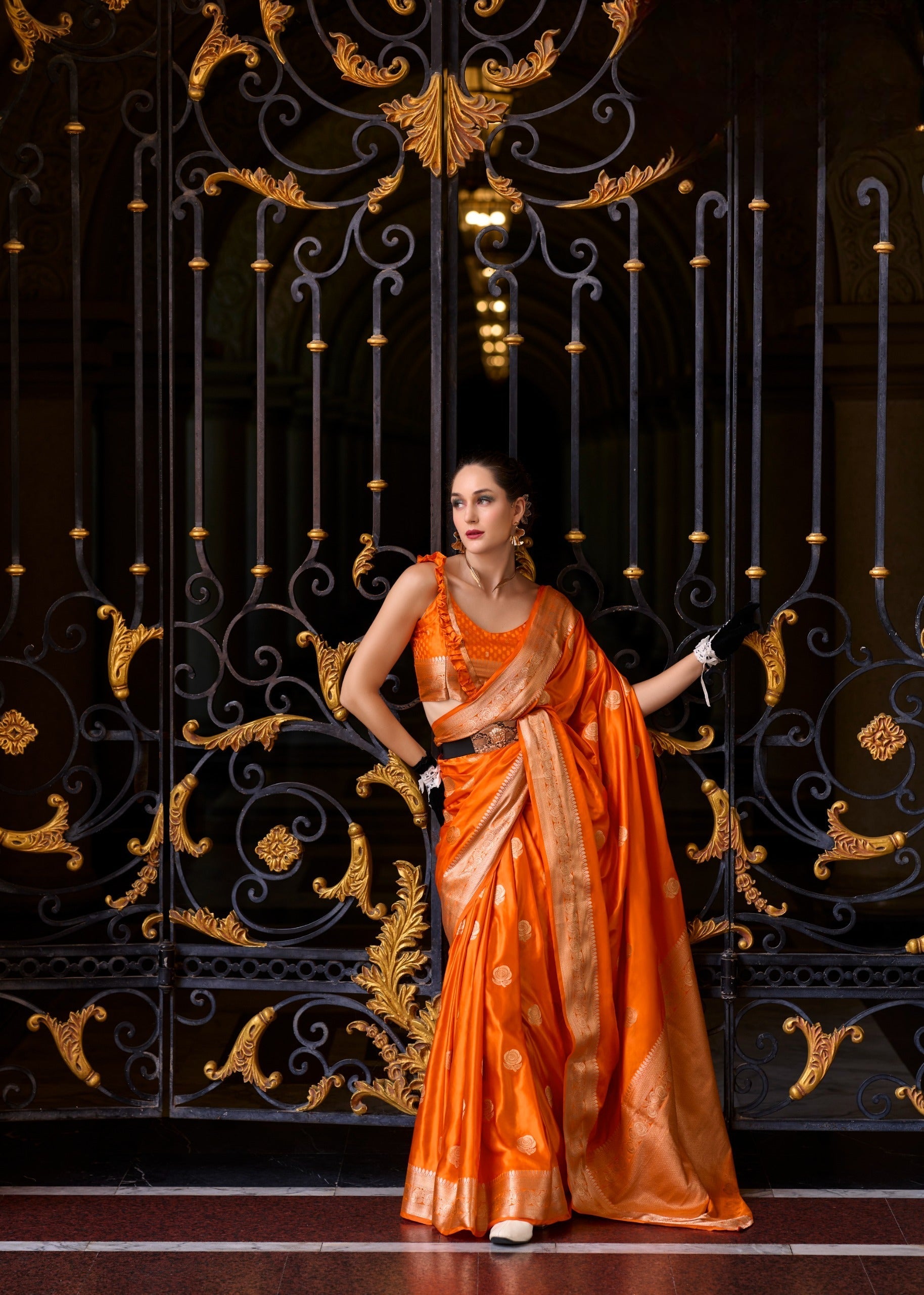 Pure Satin Mungha Silk Blouse with Weaving