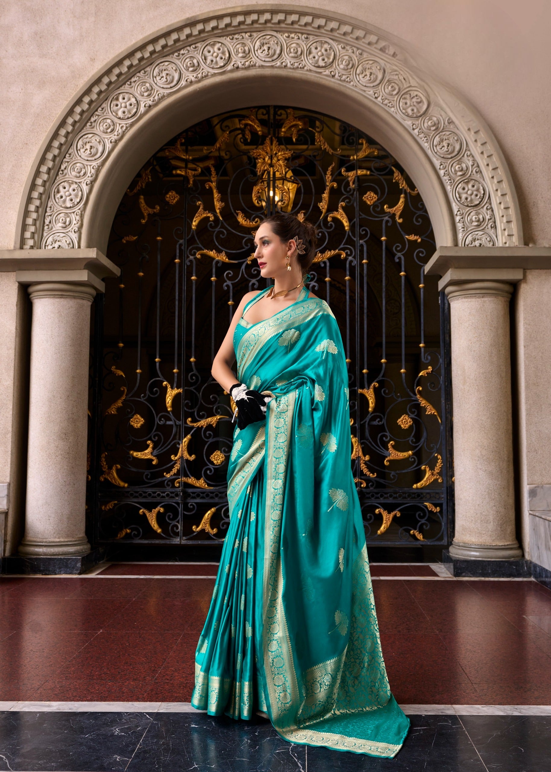 Blue Satin Mungha Silk Saree with Zari Weaving Border and Designer Pallu