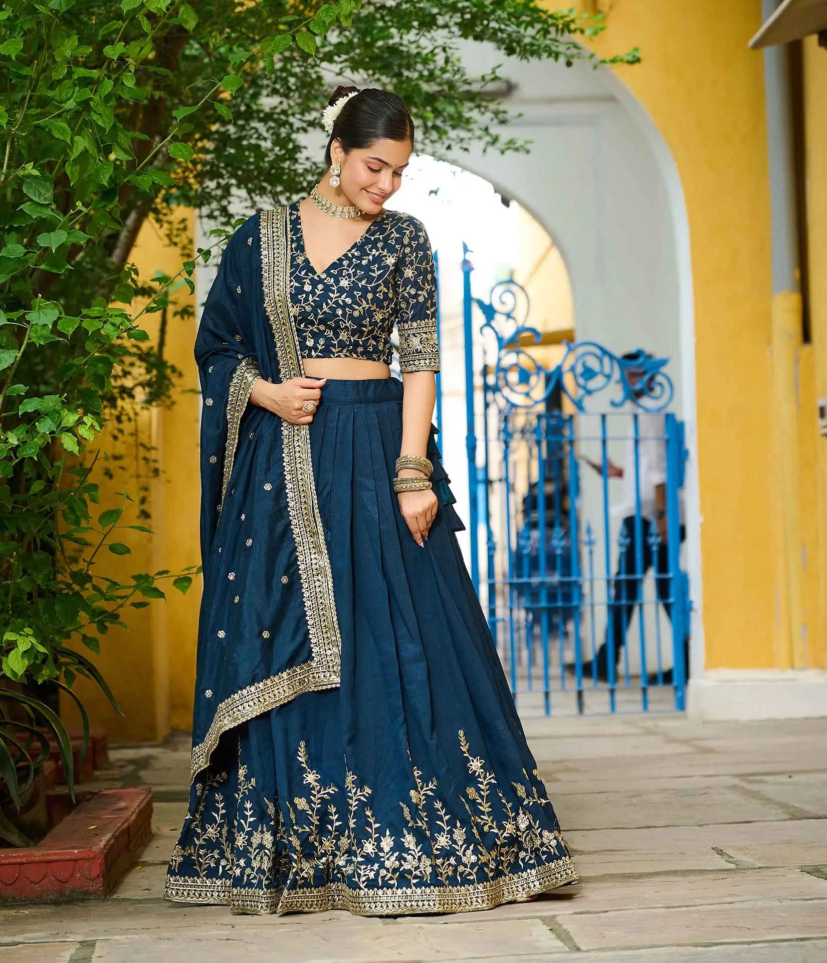 Regal Blue Sequins Embroidery Work Lehenga Choli