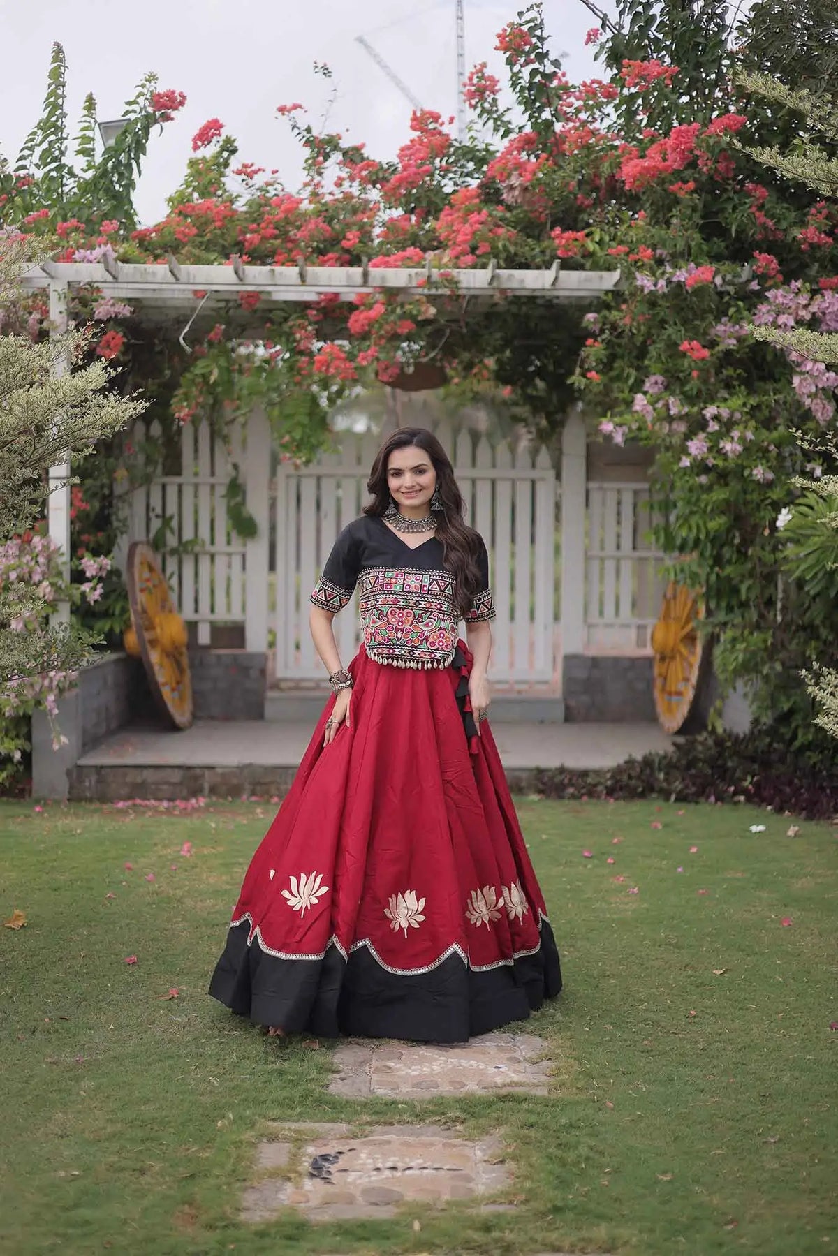 Black And Maroon Navaratri Lehenga Choli