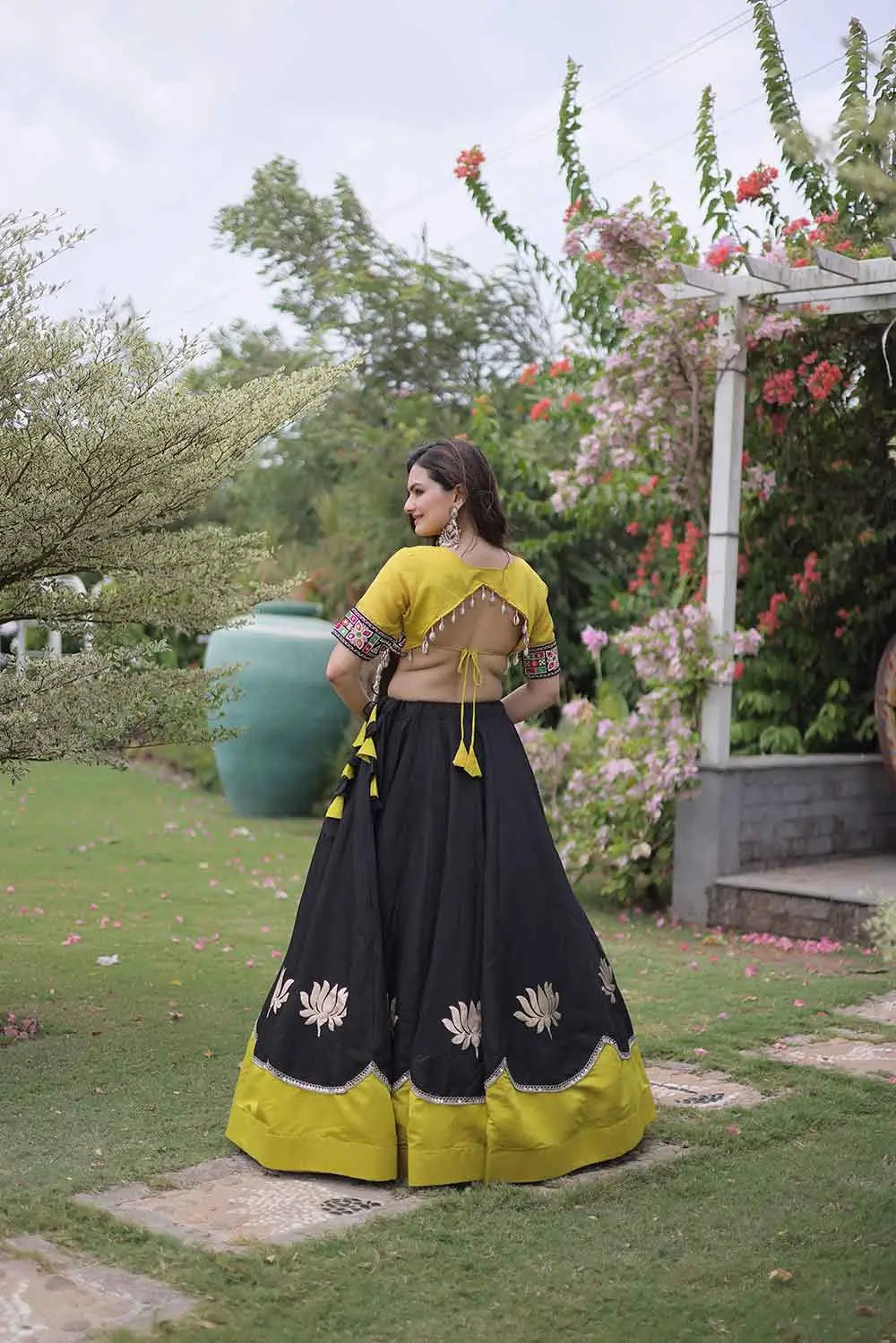 Parrot And Black Navaratri Lehenga Choli
