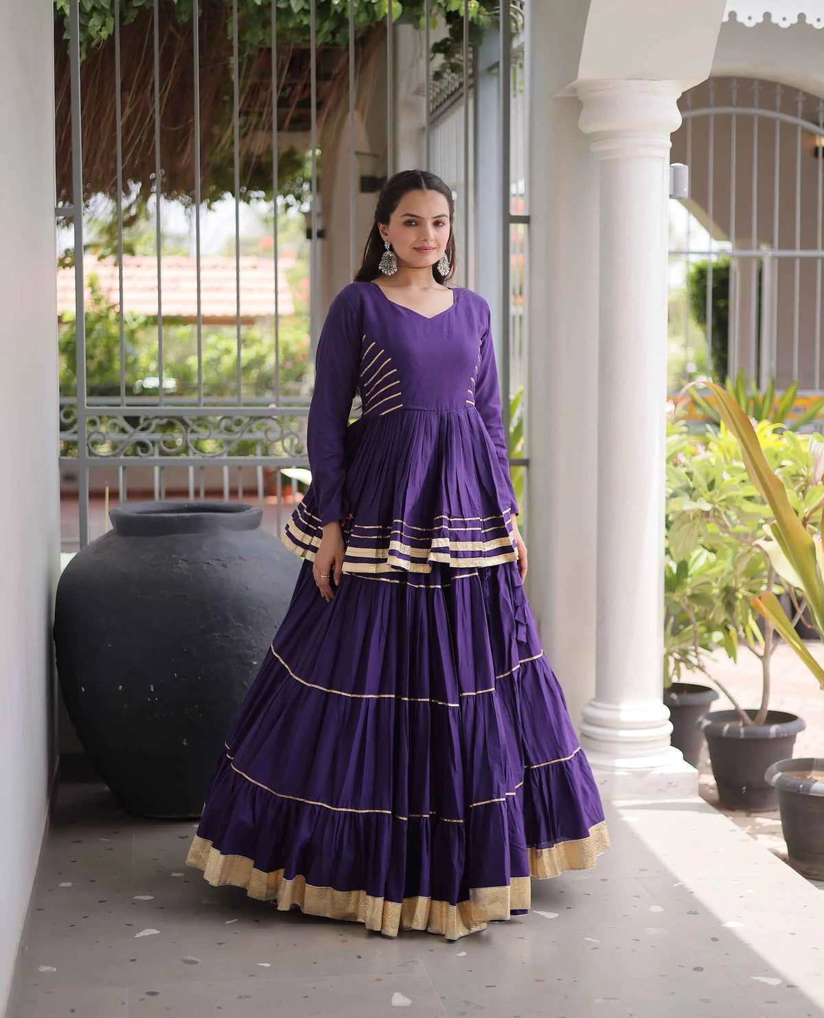 Purple Lehenga With Peplum Style Blouse