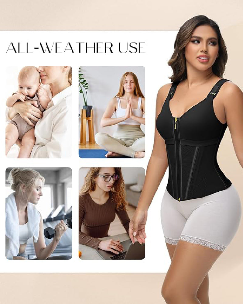Shapshe® Fajas Colombianas Zip Front Steel Bone Tummy Control Waist Trainer