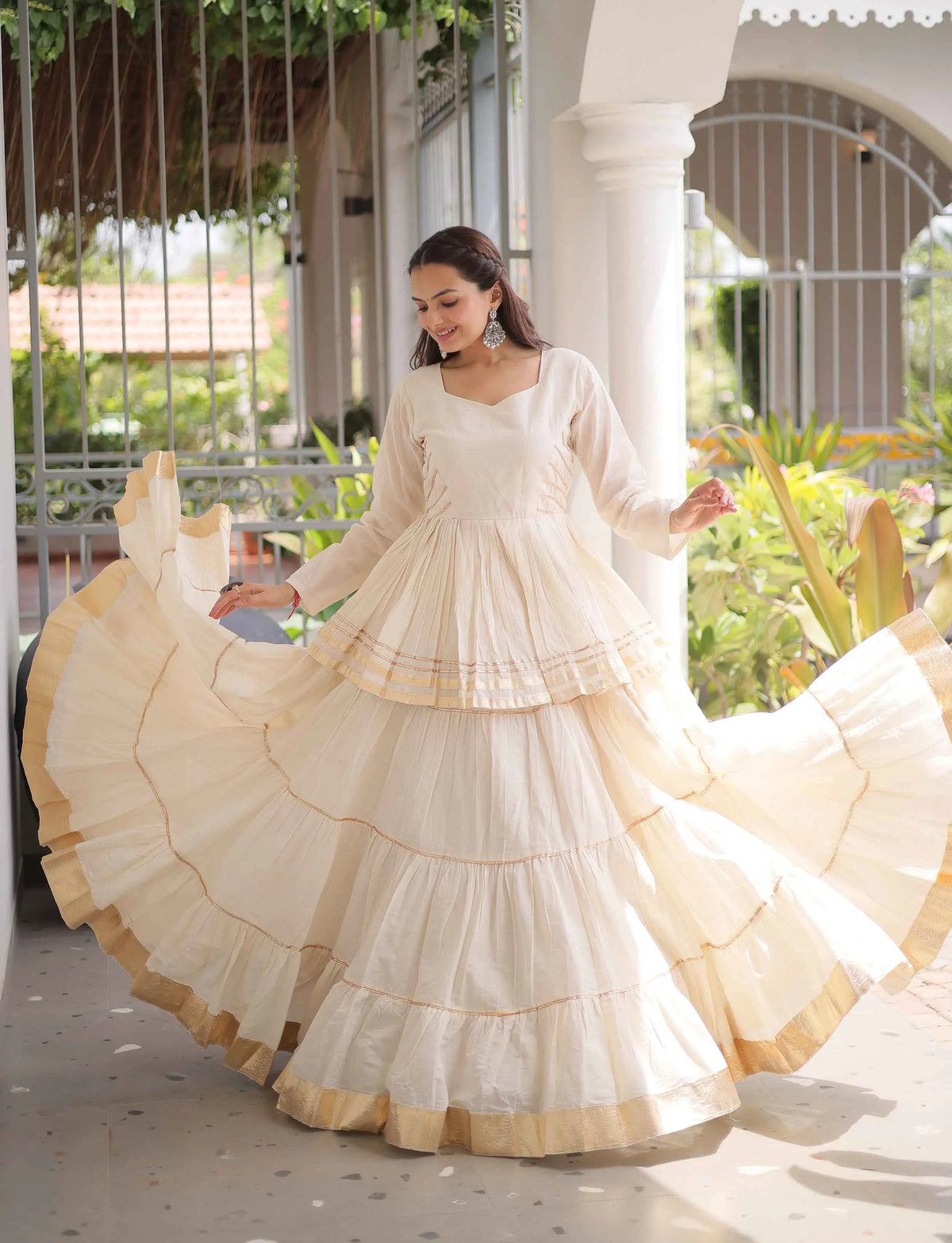 White Lehenga With Peplum Style Blouse