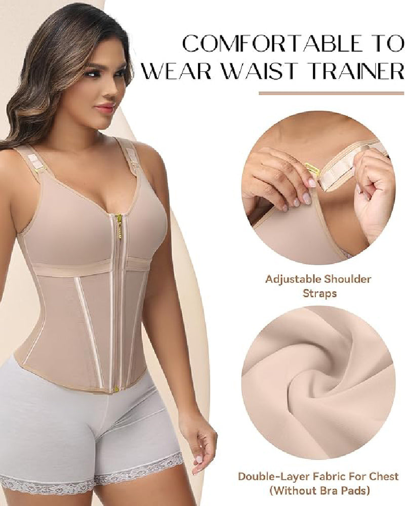 Shapshe® Fajas Colombianas Zip Front Steel Bone Tummy Control Waist Trainer
