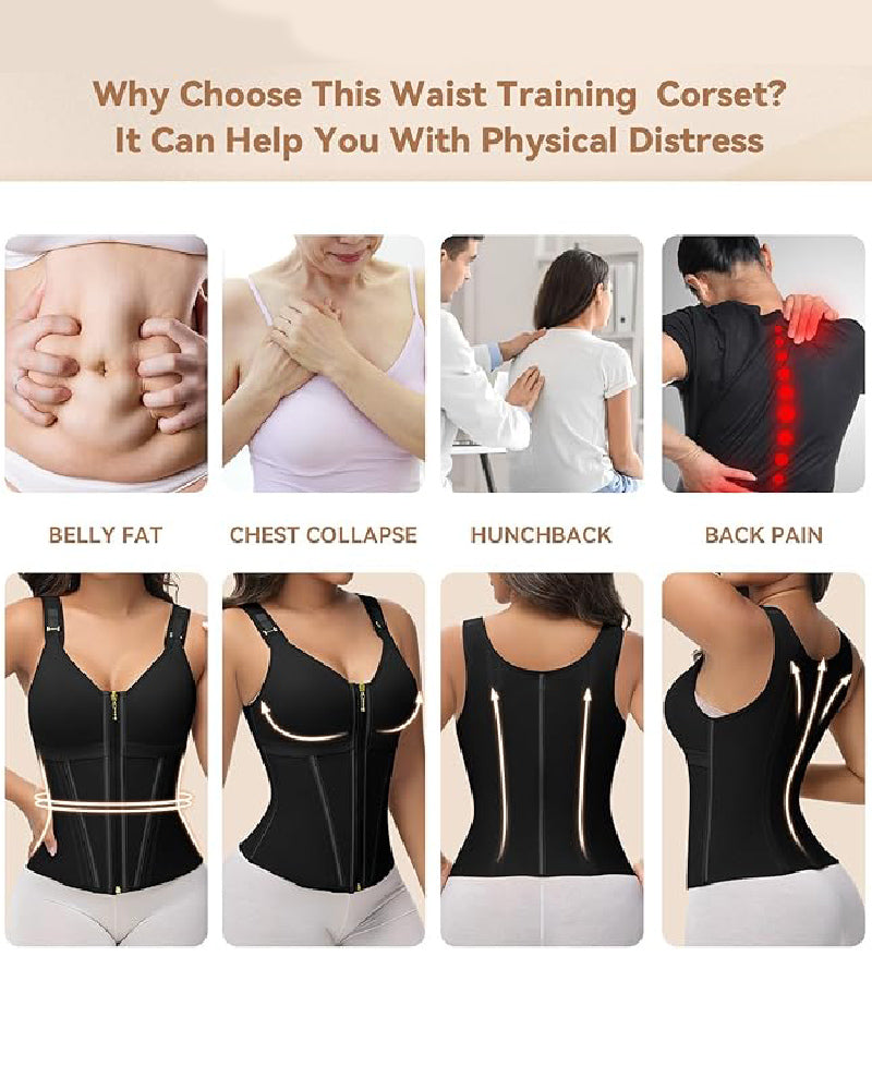 Shapshe® Fajas Colombianas Zip Front Steel Bone Tummy Control Waist Trainer