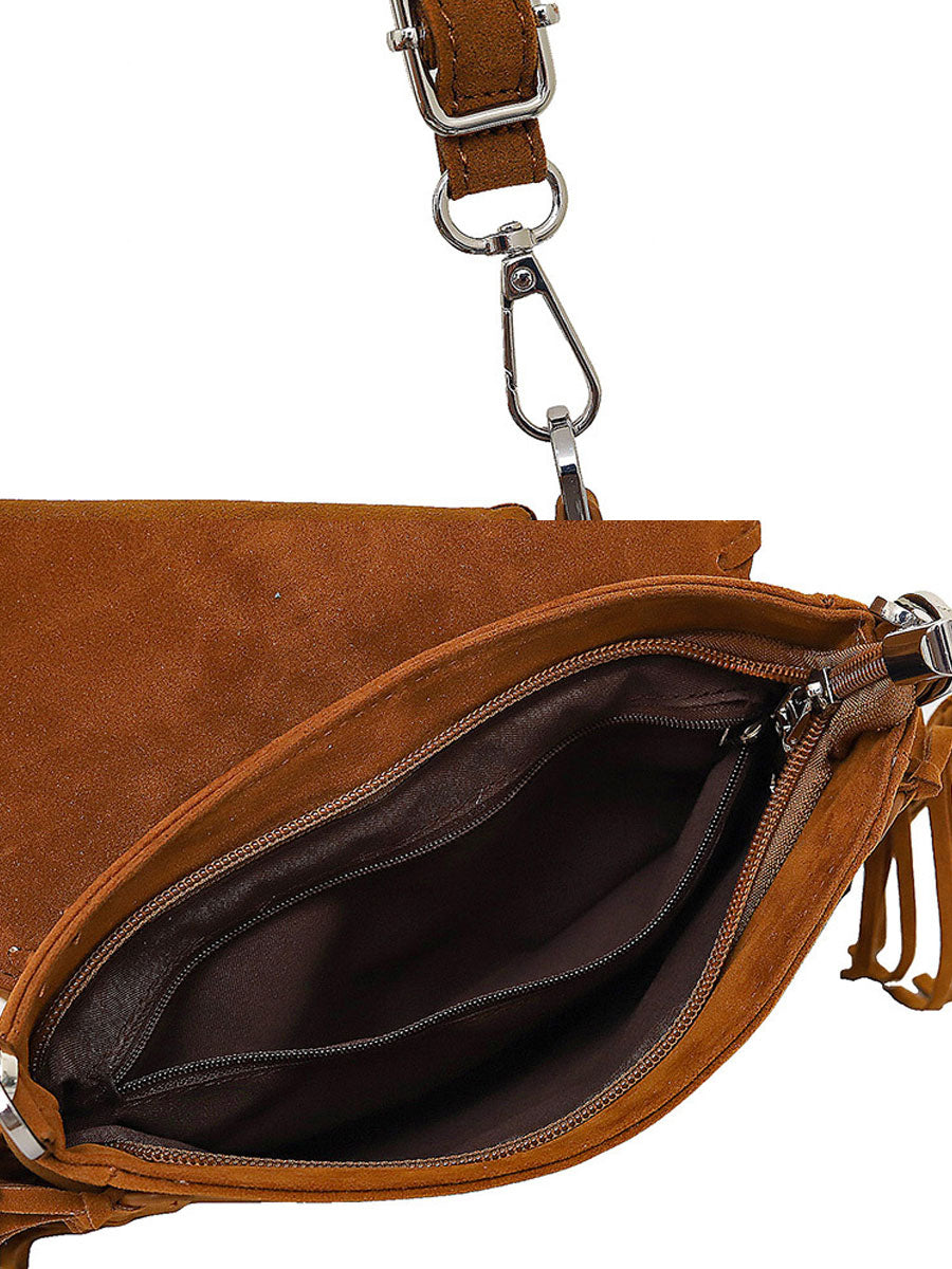 Vintage Bohemian Tassel Suede Shoulder Bag - By Qivii