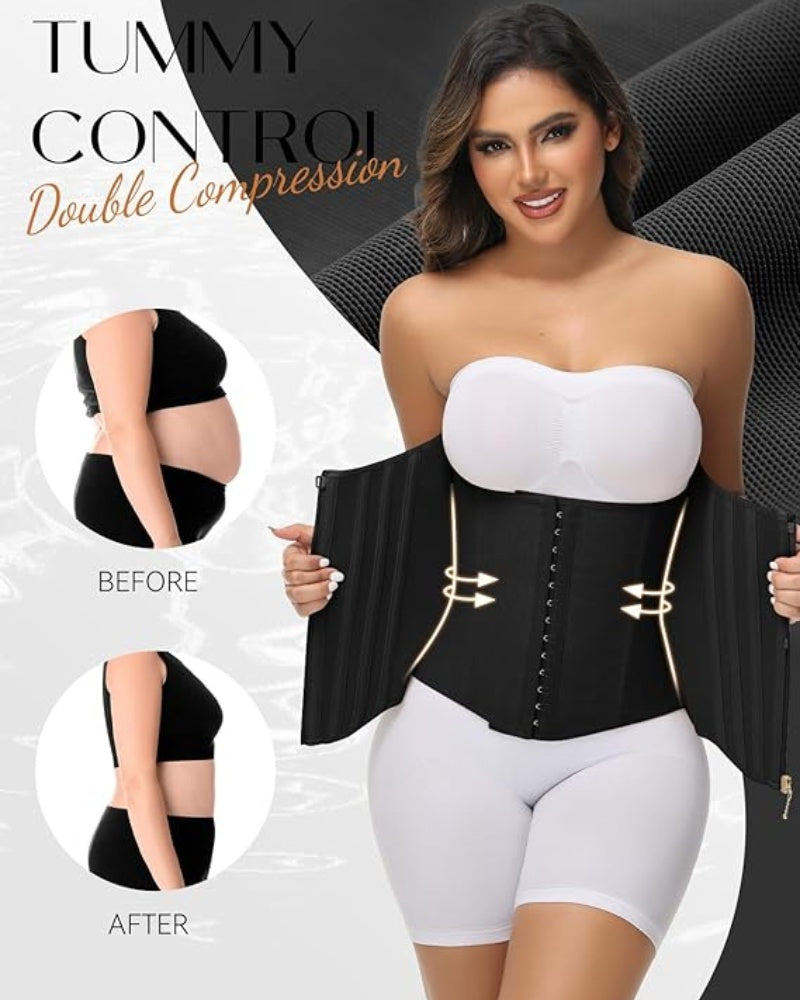 Shapshe® Curved Boned Waist Trainer High Compression Tiny Waist Corset - By Qivii
