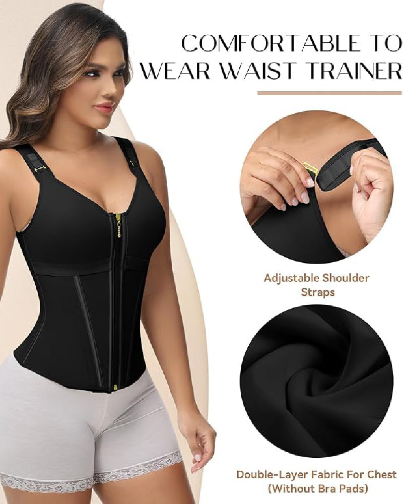 Shapshe® Fajas Colombianas Zip Front Steel Bone Tummy Control Waist Trainer
