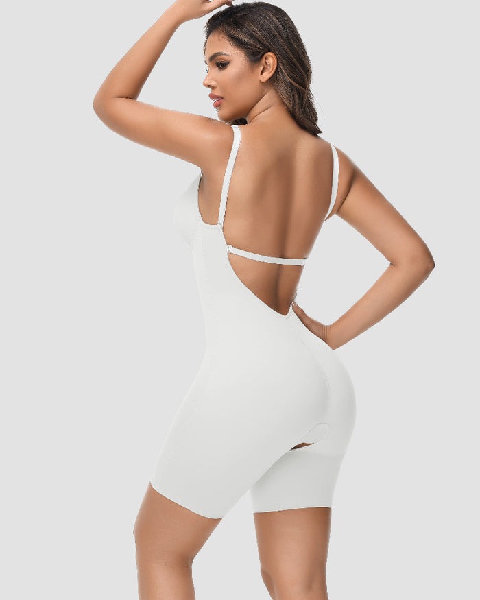 Shapshe® Women's U Plunge Strapless Tummy Control Bodysuit Low Back Built In Bra Shapewear - By Qivii