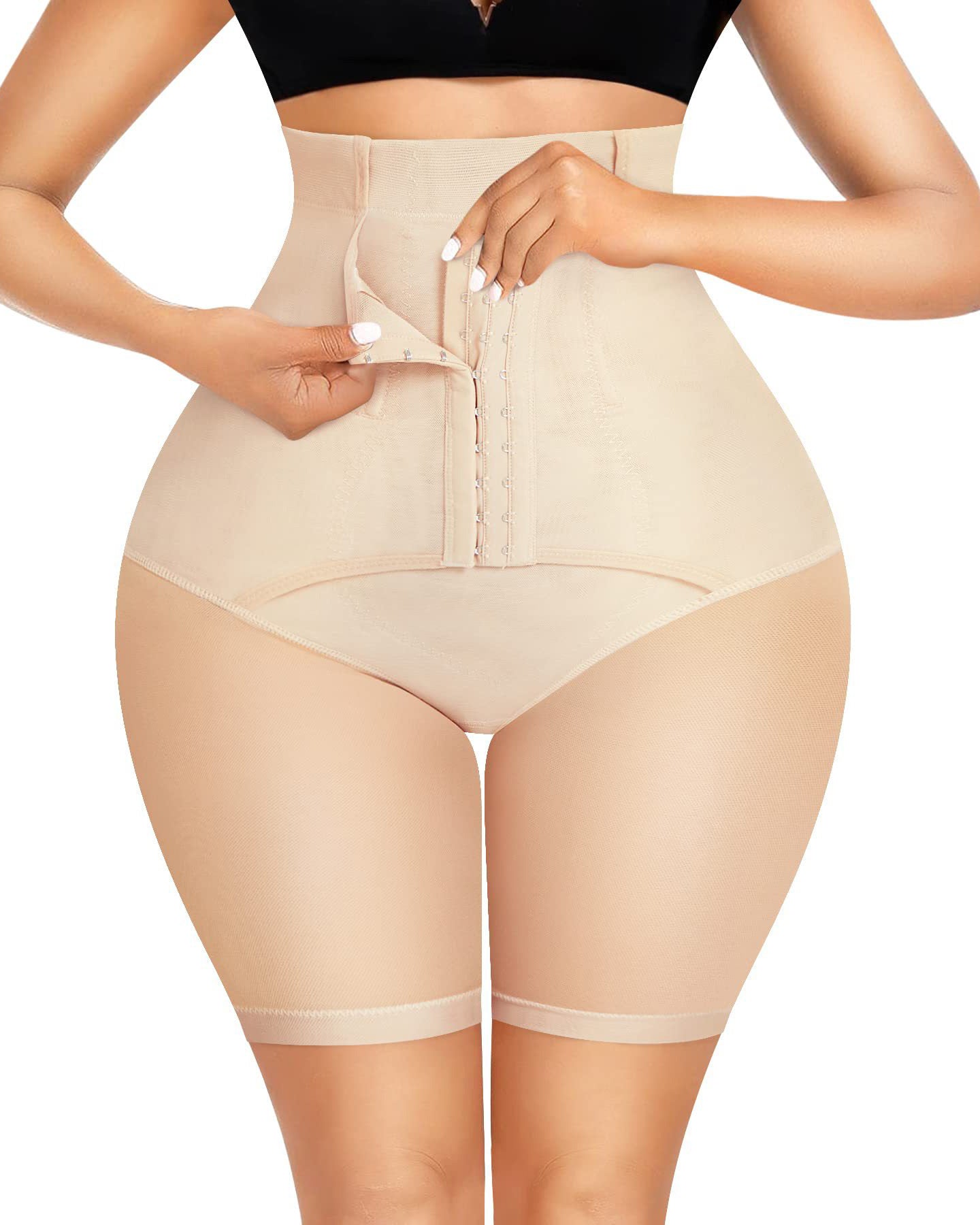 Double Tummy Control Faja Shorts High Waist Butt Lifter Thigh Slimmer Shaper Shorts - By Qivii