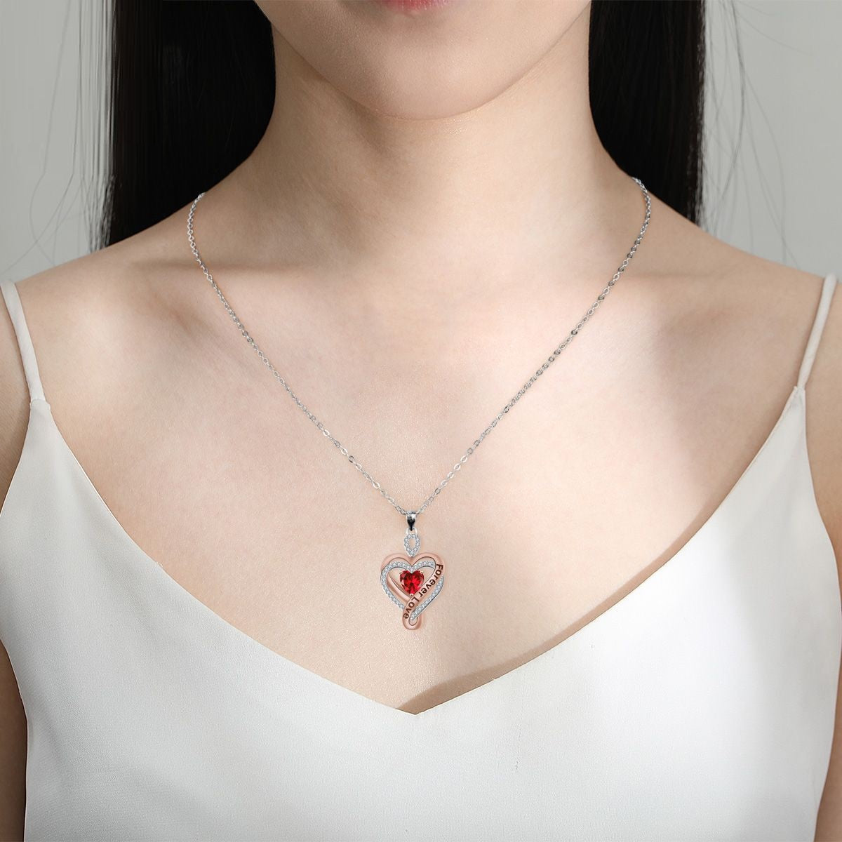 Double Love Necklace Women's Rose Pendant Retro Simple Elegant