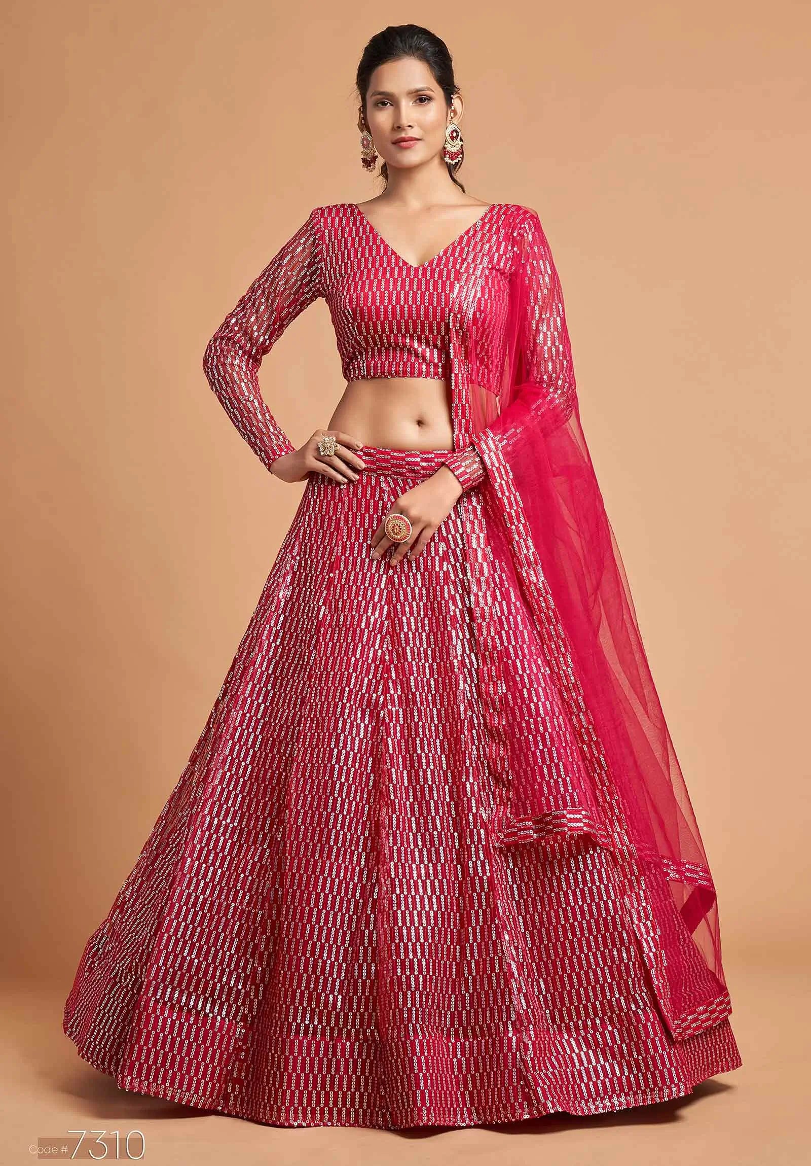 Hot Pink Soft Net Lehenga Choli With Thread And Multiple Sequins Embroidery Work | Ready To Wear - qivii