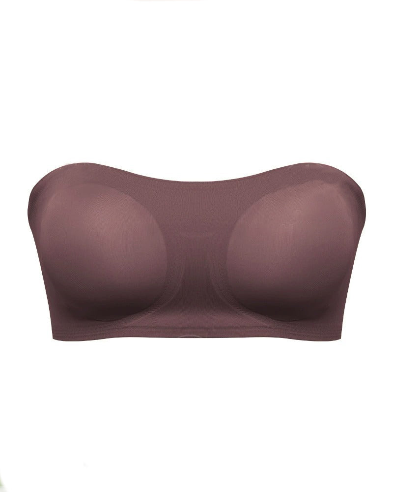 Comfy Push-Up Bandeau Bra Strapless Non-Slip Silicone Cross Side Buckle Bra - By Qivii