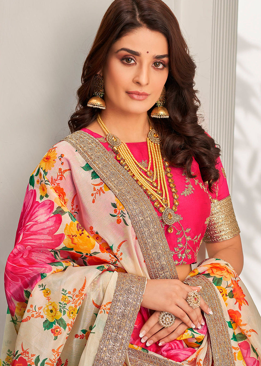 Green & Pink Art Silk Lehenga Choli with Thread, Zari,Dori & Sequins work | Ready To Wear - qivii