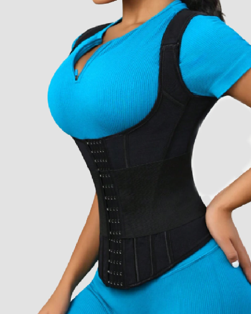 Steel Boned Mesh Waist Trainer Vest Breathable Abdominal Sculpting Belt Corset - By Qivii
