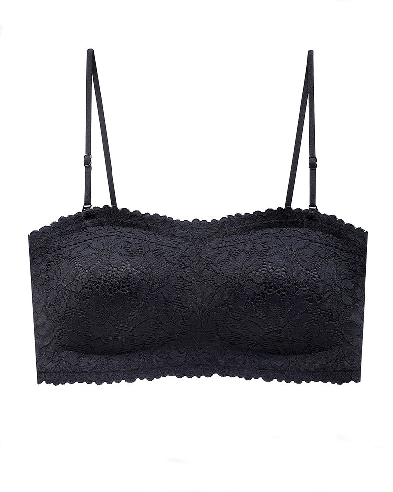 Women's Strapless Lace Non-slip Seamless Wireless Tube Top Bra - By Qivii