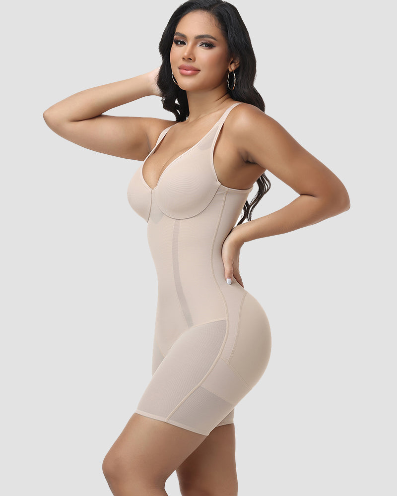 Shapshe® Seamless Mesh Panel Body Shaper with Built-In Bra