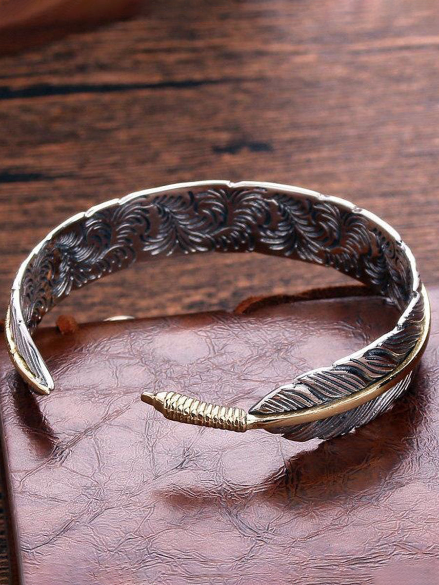Vintage Western Feather Cuff Bracelet - By Qivii
