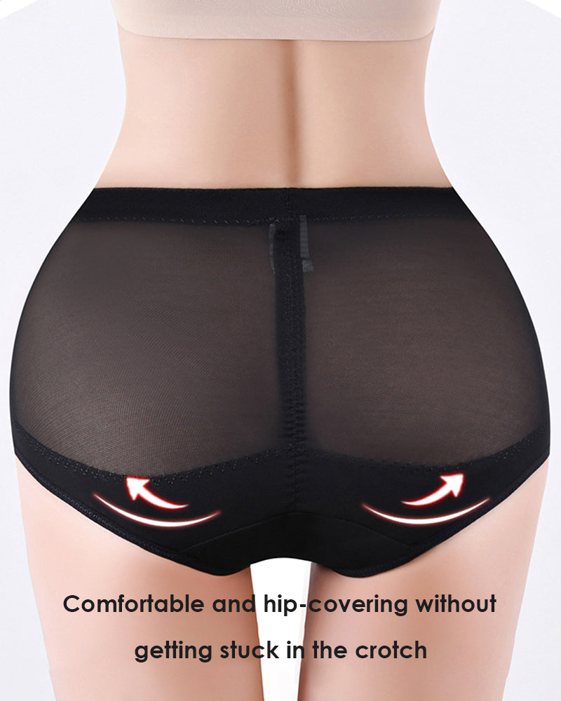 Mid Rise Cross Compression Shapewear Underwear Mesh Tummy Control Shaping Panty - By Qivii
