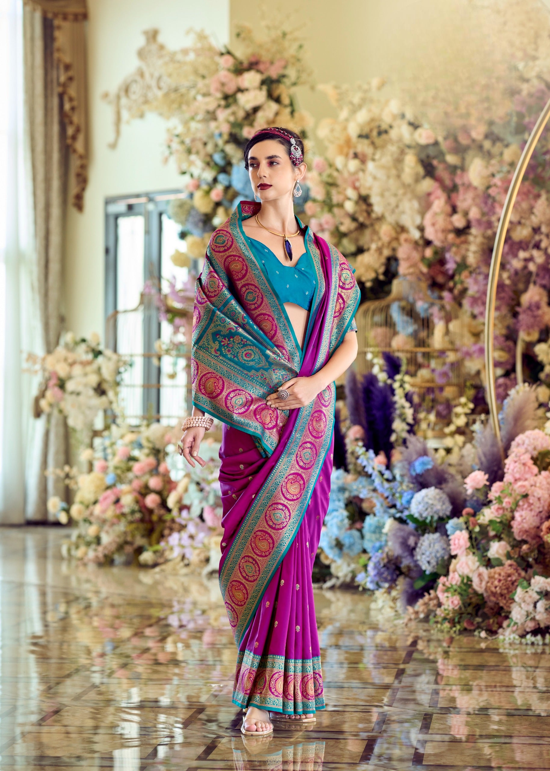 Exquisite Purple Pure Soft Banarasi Silk Saree with Zari Weaving
