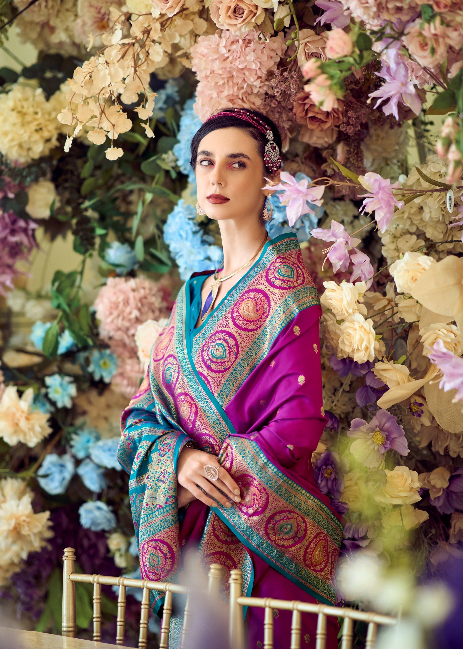 Beautiful Purple Pure Soft Banarasi Silk Saree with Zari Weaving