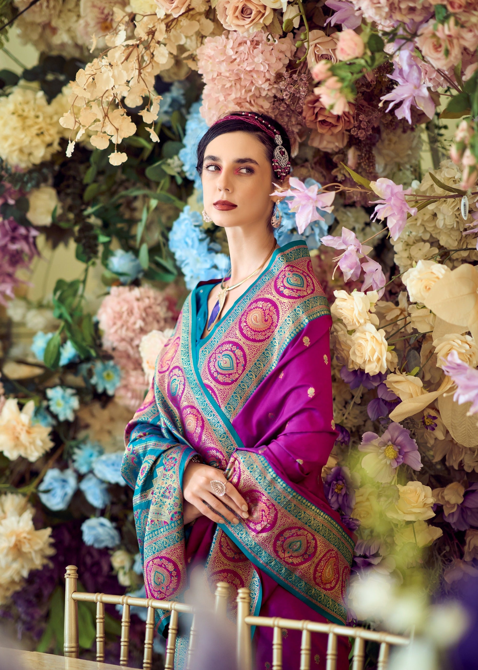 Beautiful Purple Pure Soft Banarasi Silk Saree with Zari Weaving