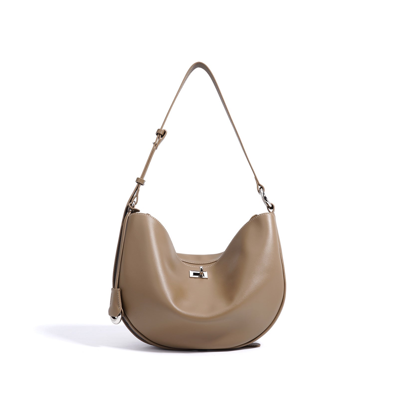 Women's Hush Rider Bucket — Genuine Leather Saddle Bag with Signature Lock Fastening & Convertible Shoulder Strap
