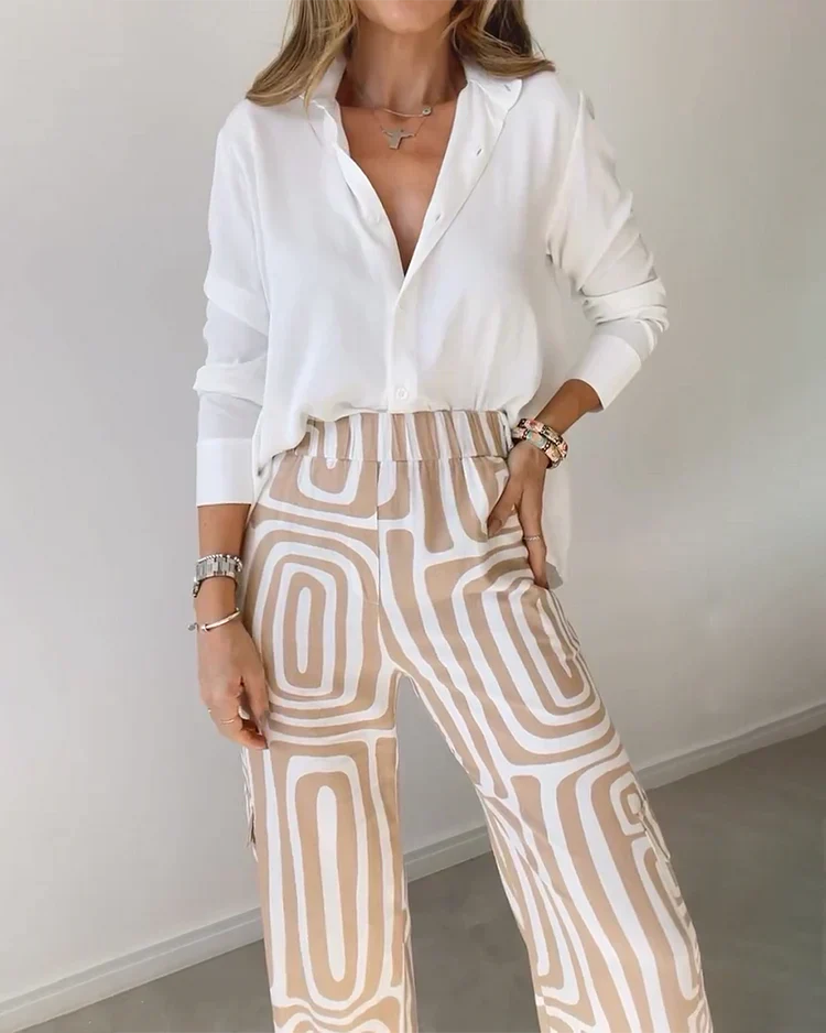 Liora | Elegant Printed Wide Leg Two Piece Summer Set by Qivii