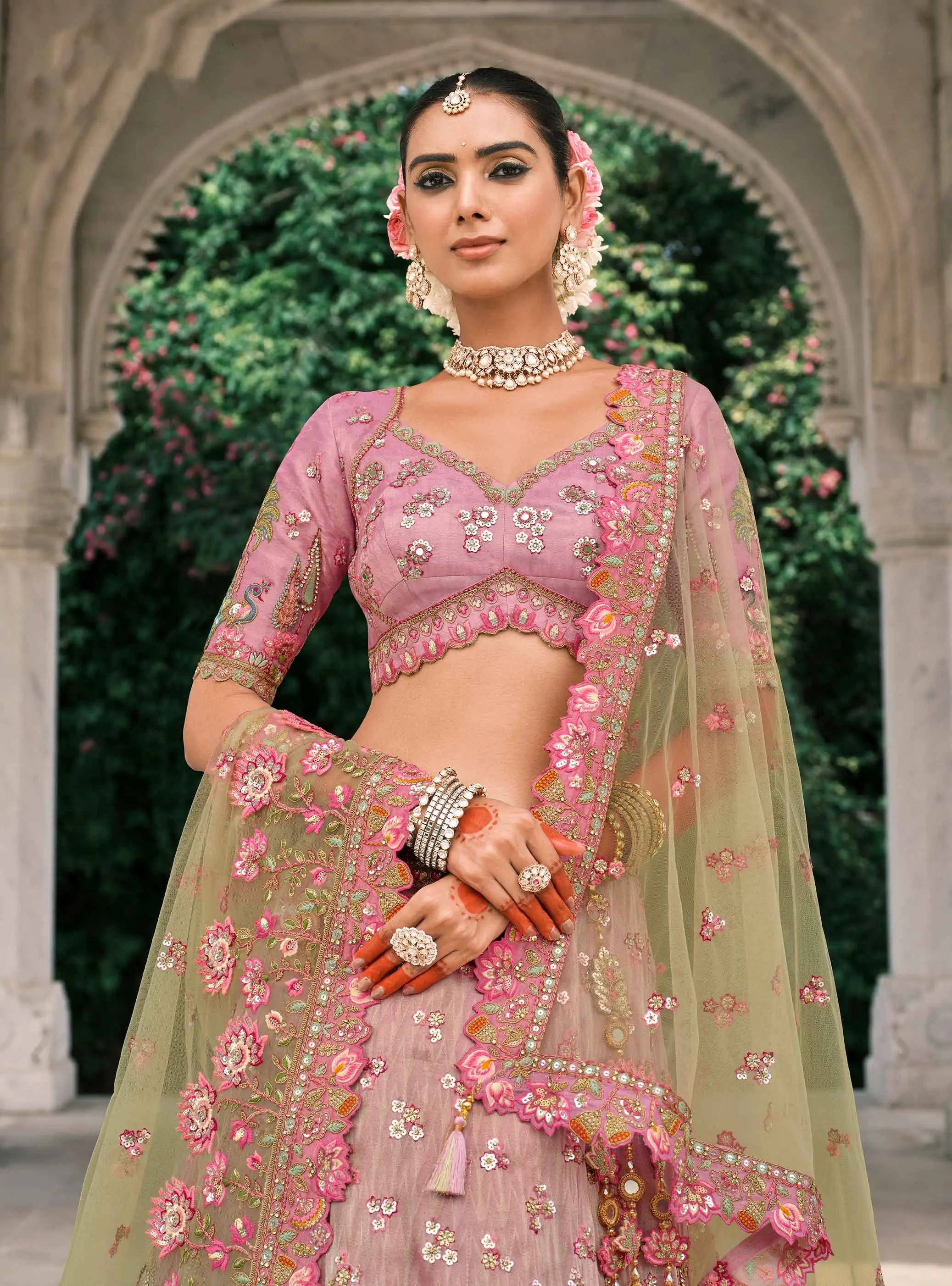 Petite Orchid Bridal Lehenga With Stunning Designer Embroidery - qivii