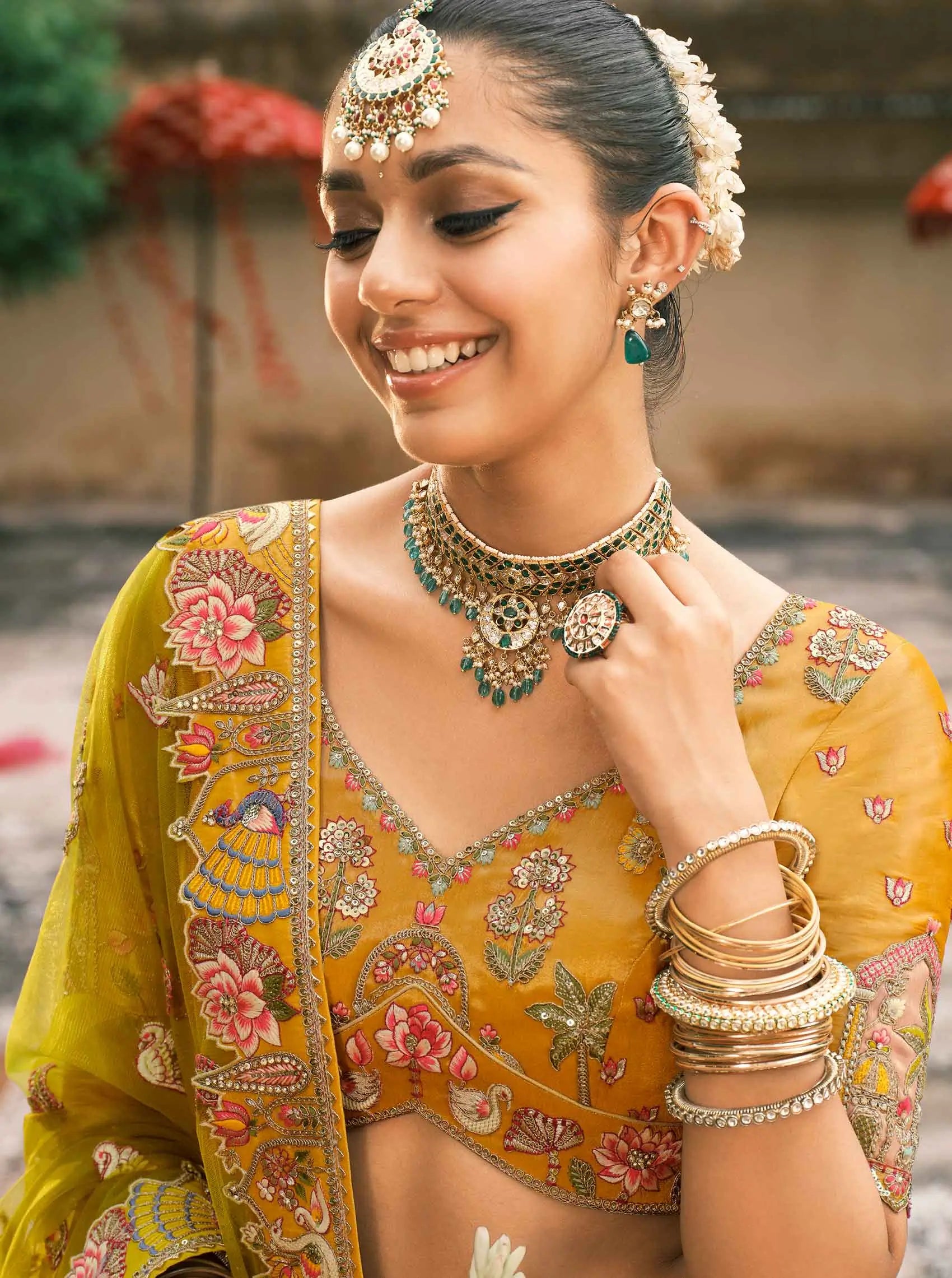 Yellow Bridal Lehenga With Stunning Designer Embroidery - qivii