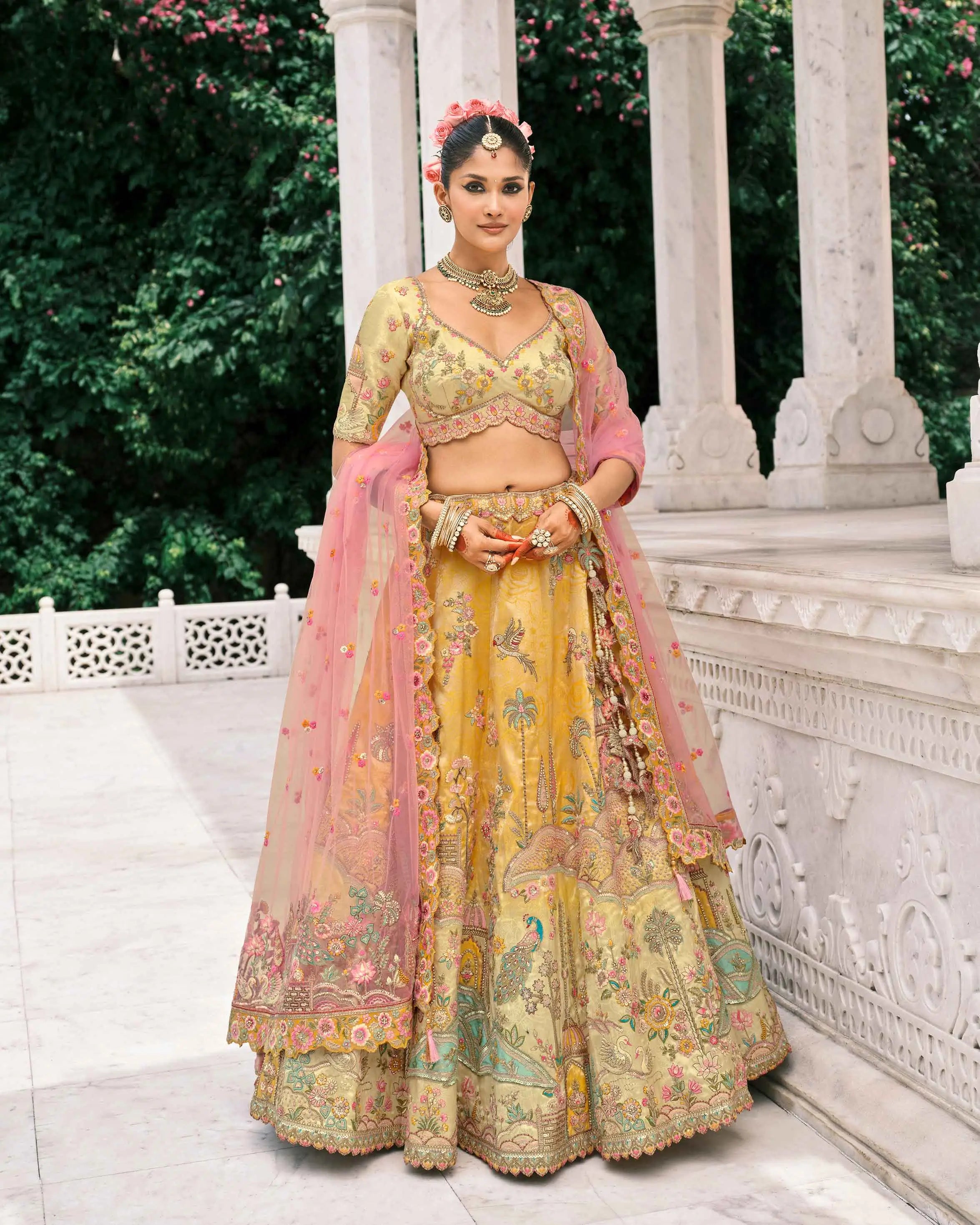 Yellow Bridal Lehenga With Stunning Designer Embroidery - qivii